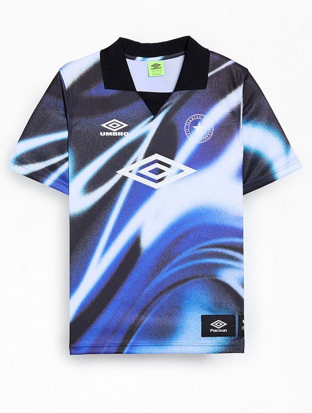Umbro x Pacsun Andrade Polo Jersey Blue Black Abstract Graphic